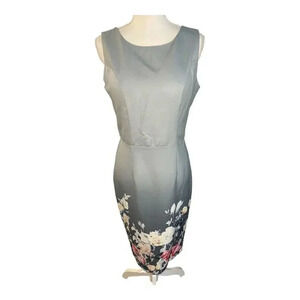 London Dress‎ Company Women’s Size 6 Gray Floral Print Alison Dress